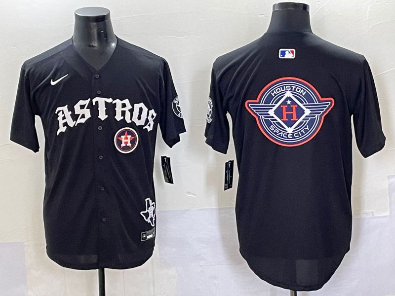 Men 2025 Houston Astros Blank Black Seven generations Joint Name Nike MLB Jersey style 33